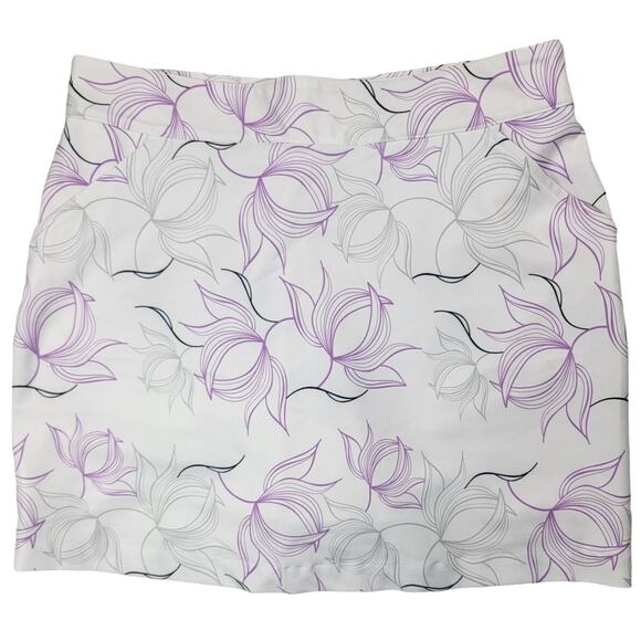 Tommy Armour Dri-Logic Purple Lotus Patterned‎ White Mini Golf Skort- Size 6 - Picture 1 of 9